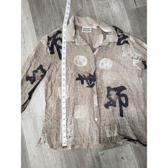 Chico's Design Buddha 100% Silk Button Up Sheer Blouse Shirt | Size 0 - Picture 5 of 6